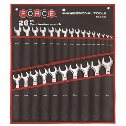 Kpl. kluczy płasko-oczkowych 26 szt. Force