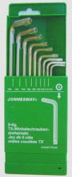 Kpl. kluczy wpustowych giętych TORX z otworem 9 szt.