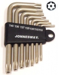 Kpl. kluczy wpustowych giętych TORX z otworem 7 szt.