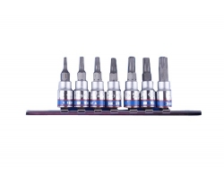 Kpl. nasadek z końcówką Torx z otworem 1/4"  7cz. T10-T40 King Tony