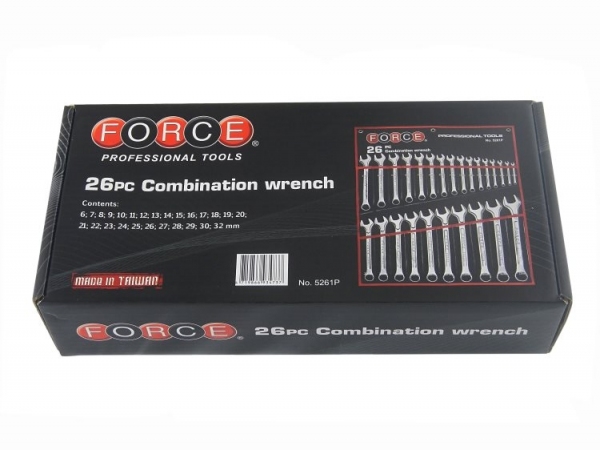 Kpl. kluczy płasko-oczkowych 26 szt. Force