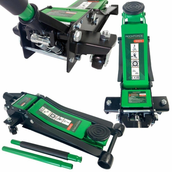 Podnośnik hydrauliczny przesuwny 3T niskoprofilowy Rockforce zielony