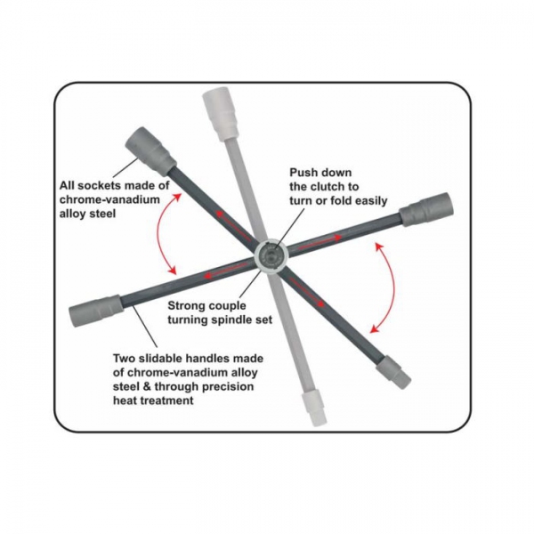 Klucz do kół krzyżak składany 24x27x32x3/4