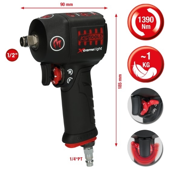 Klucz pneumatyczny mini 1/2" 1390Nm KS Tools Xtremelight