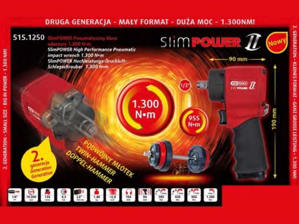 Klucz pneumatyczny mini 1/2" 1300Nm KS Tools SlimPOWER II