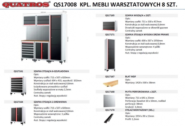 Komplet mebli warsztatowych 8szt. QUATROS