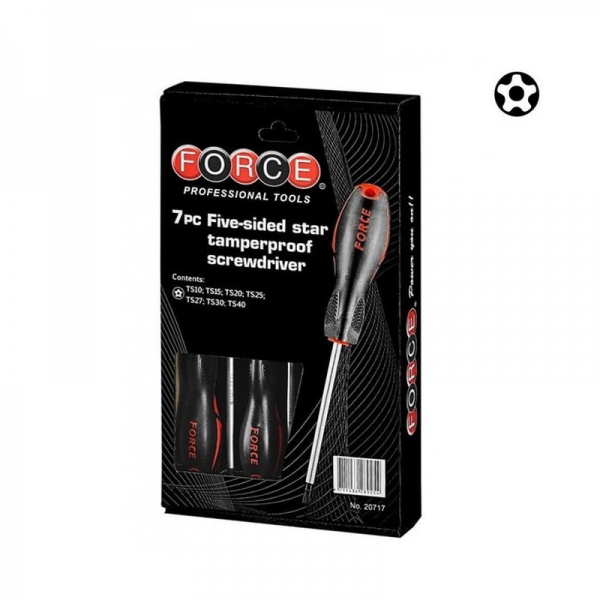 Zestaw wkrętaków  5-ramiennych TORX z otworem TS10-40 7szt. FORCE