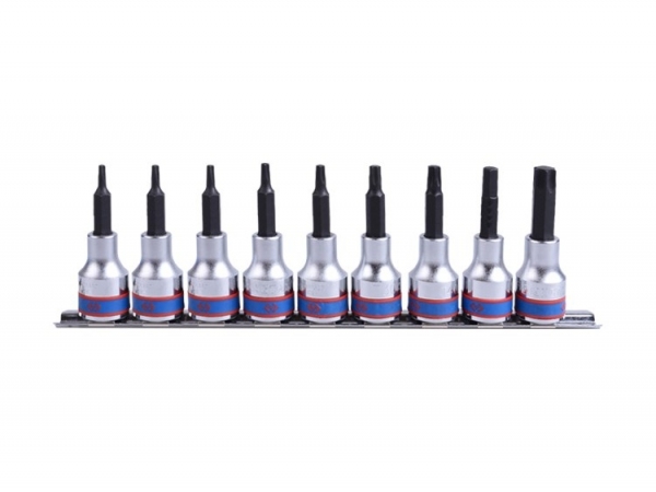 Kpl. nasadek z końcówką Torx 1/2"  9 cz. długich T20-T60 na szynie