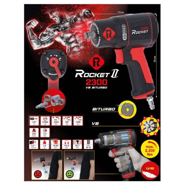 Klucz pneumatyczny 1/2" 2300Nm Rocket II KS Tools