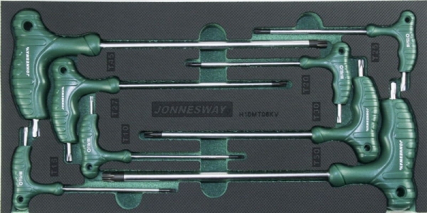 Kpl. 8szt. kluczy kątowych TORX z uchwytem we wkładce EVA Jonnesway
