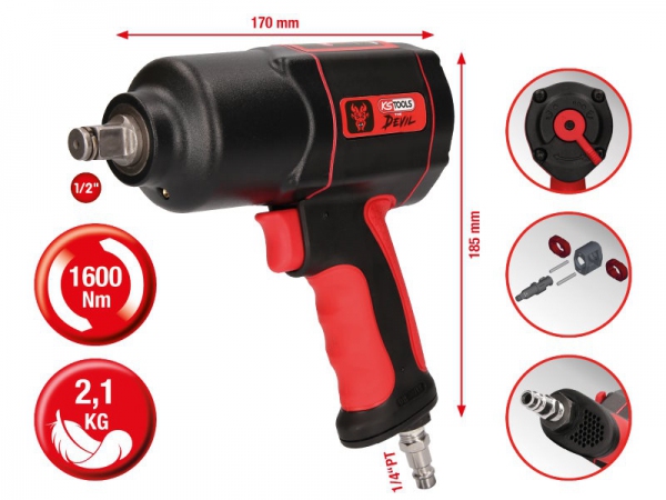 Klucz pneumatyczny 1/2" 1600Nm KS Tools Devil