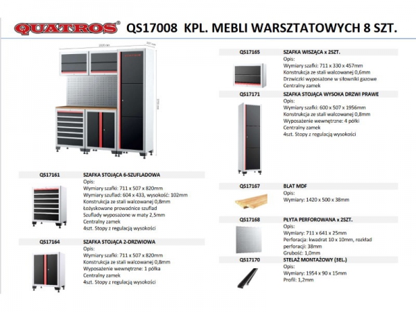 Komplet mebli warsztatowych 23szt. QUATROS